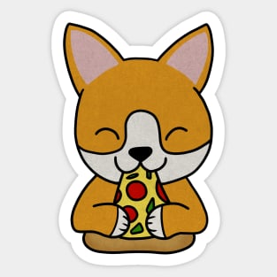 Cute shiba inu Dog Eating Pizza Sticker